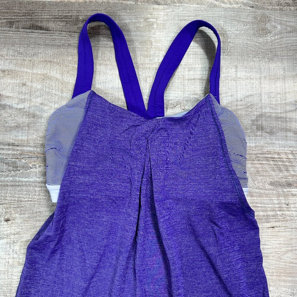 Lululemon Purple Rest Less Heathered Bruised Berry Wee Stripe cinched tank 4 - Picture 4 of 11